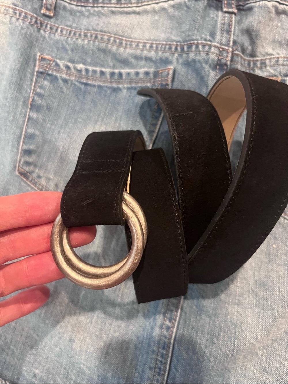 Black NWT Suede Double-Ring J Jill Women's Belt